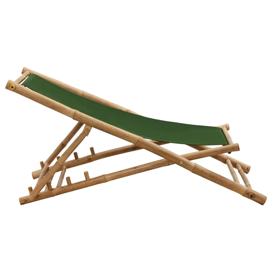 Chaise de terrasse Bambou et toile Vert - 5