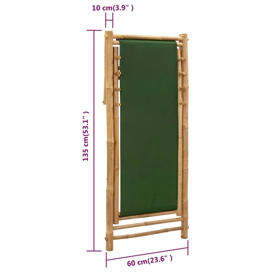 Chaise de terrasse Bambou et toile Vert - 9