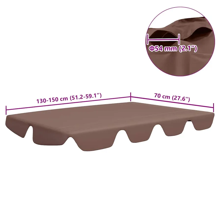 Toit de rechange de balançoire marron 150/130x105/70 cm - 6