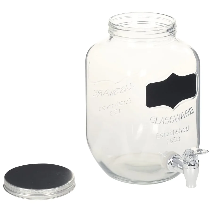2 pcs Distributeurs de boissons avec support 2 x 4 L Verre - 5