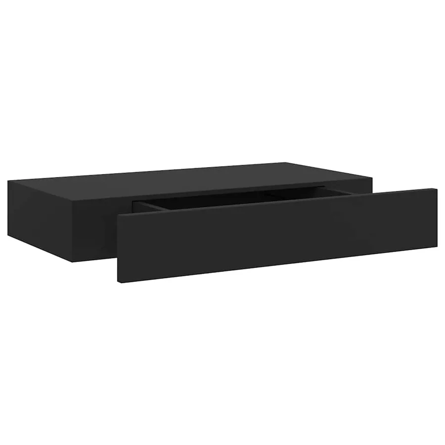 Étagère murale flottante avec tiroir Noir 48x25x8 cm - 2