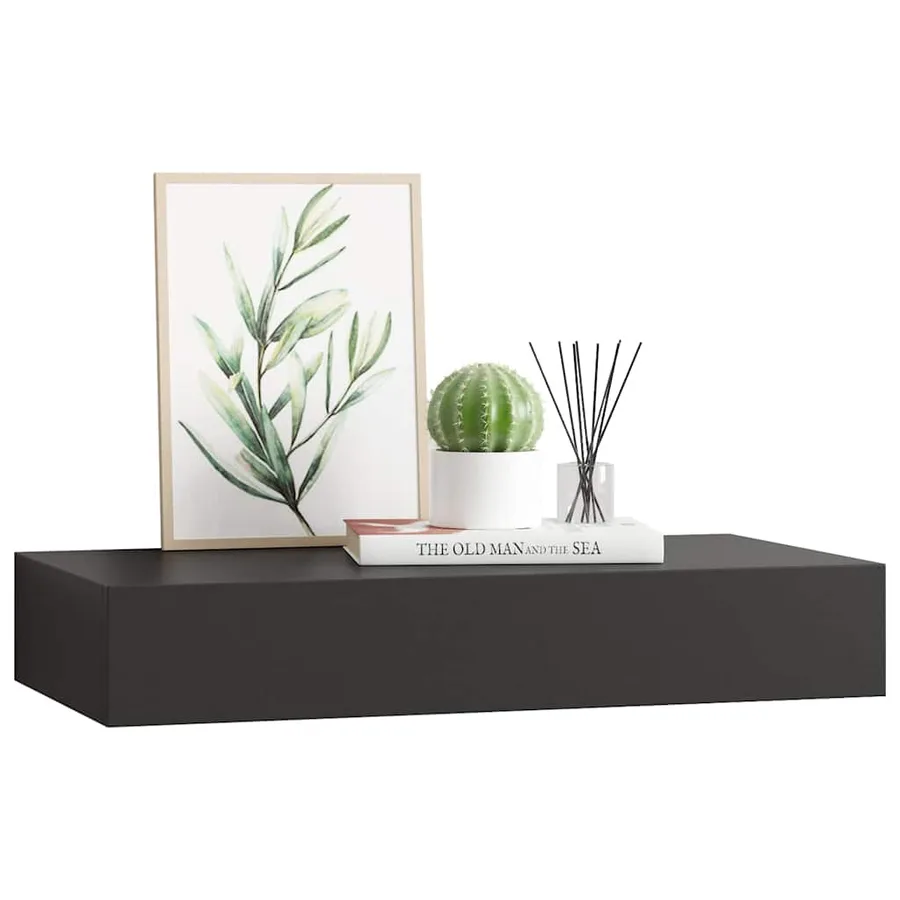 Étagère murale flottante avec tiroir Noir 48x25x8 cm - 3