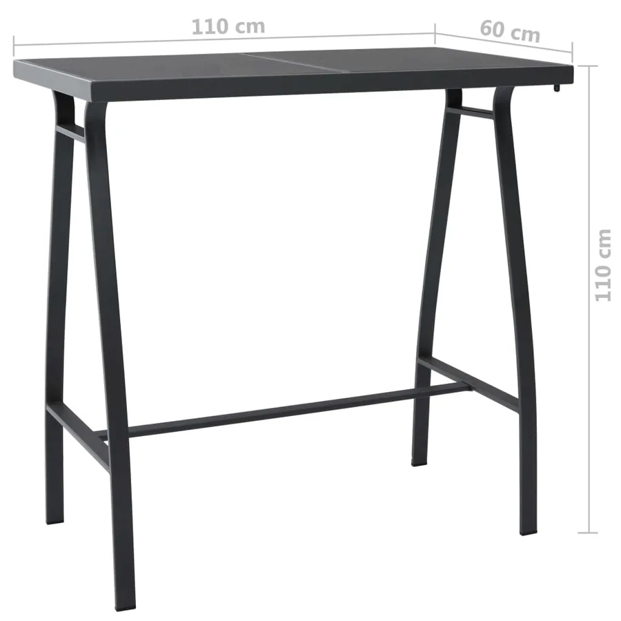 Ensemble de bar de jardin 7 pcs Noir et gris - 5