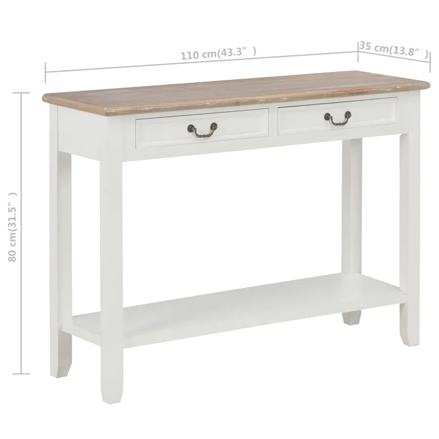 Table console Blanc 110x35x80 cm Bois - 8
