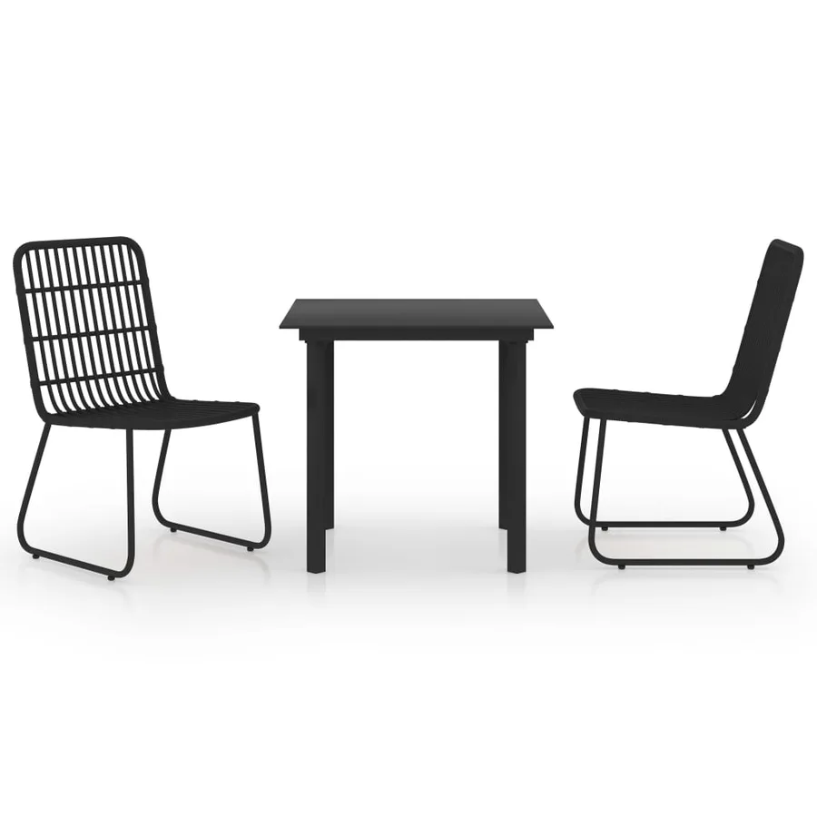 Ensemble à manger d'extérieur 3 pcs résine tressée et verre - 2