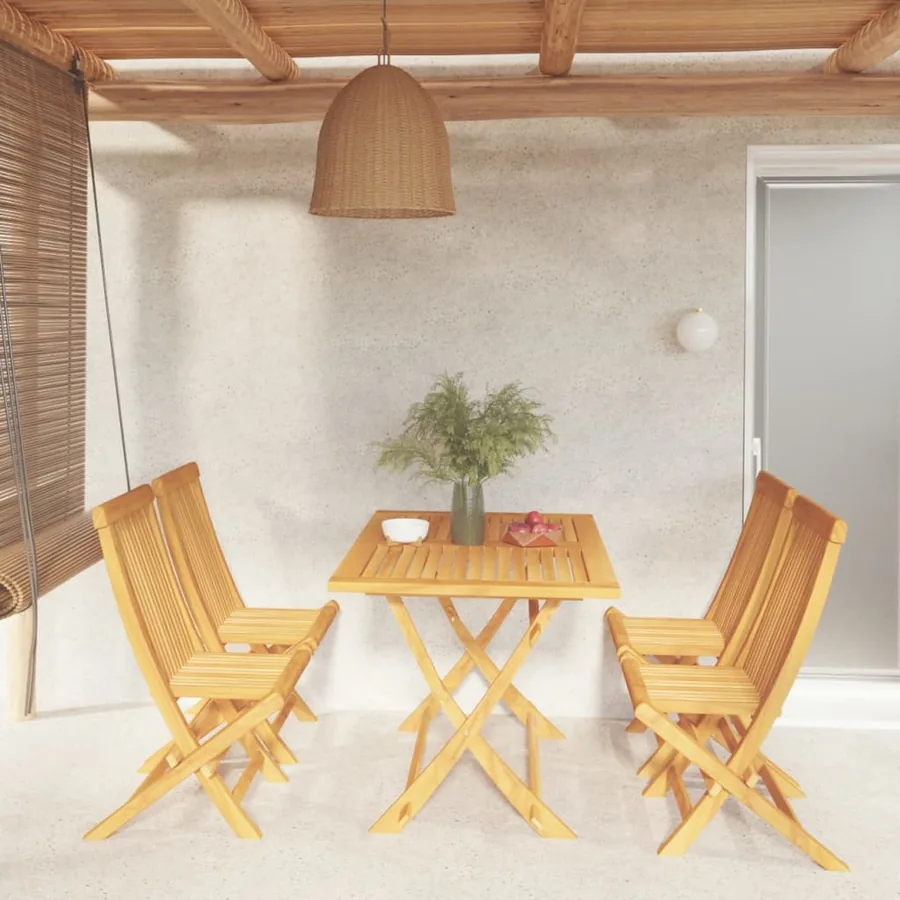 Ensemble à manger de jardin 5 pcs Bois de teck massif