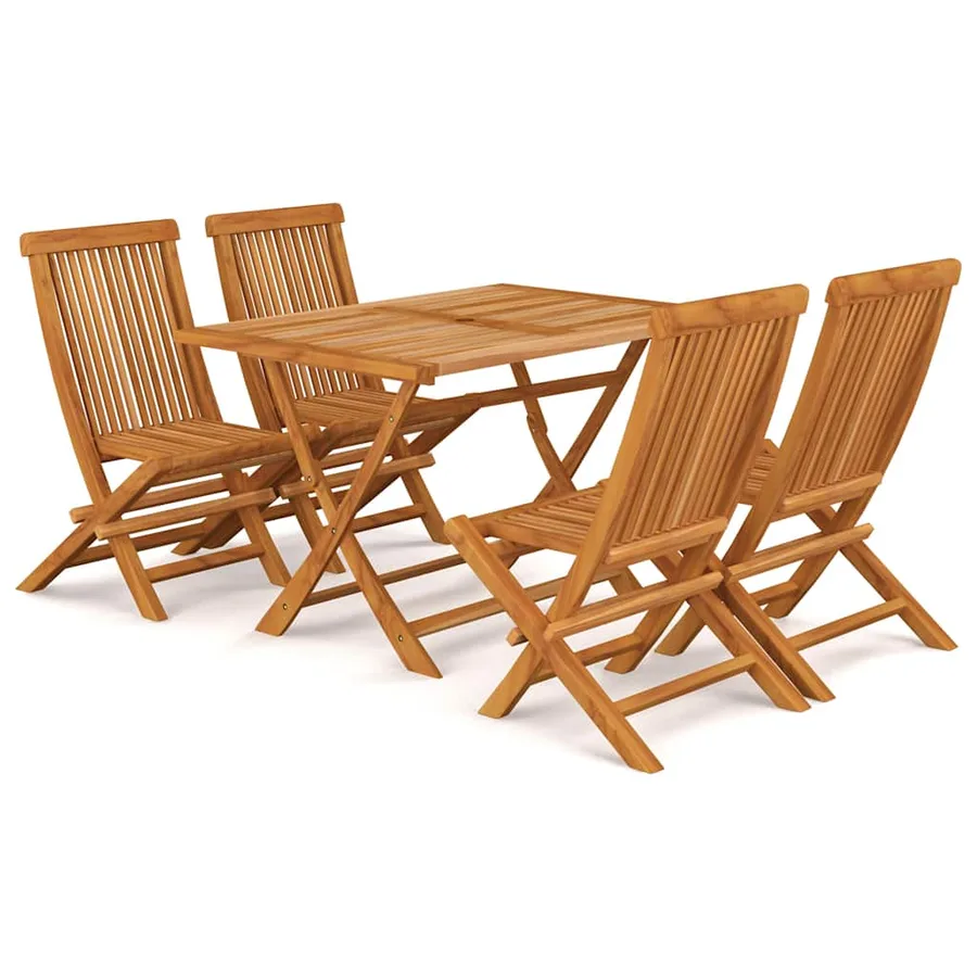 Ensemble à manger de jardin 5 pcs Bois de teck massif - 2