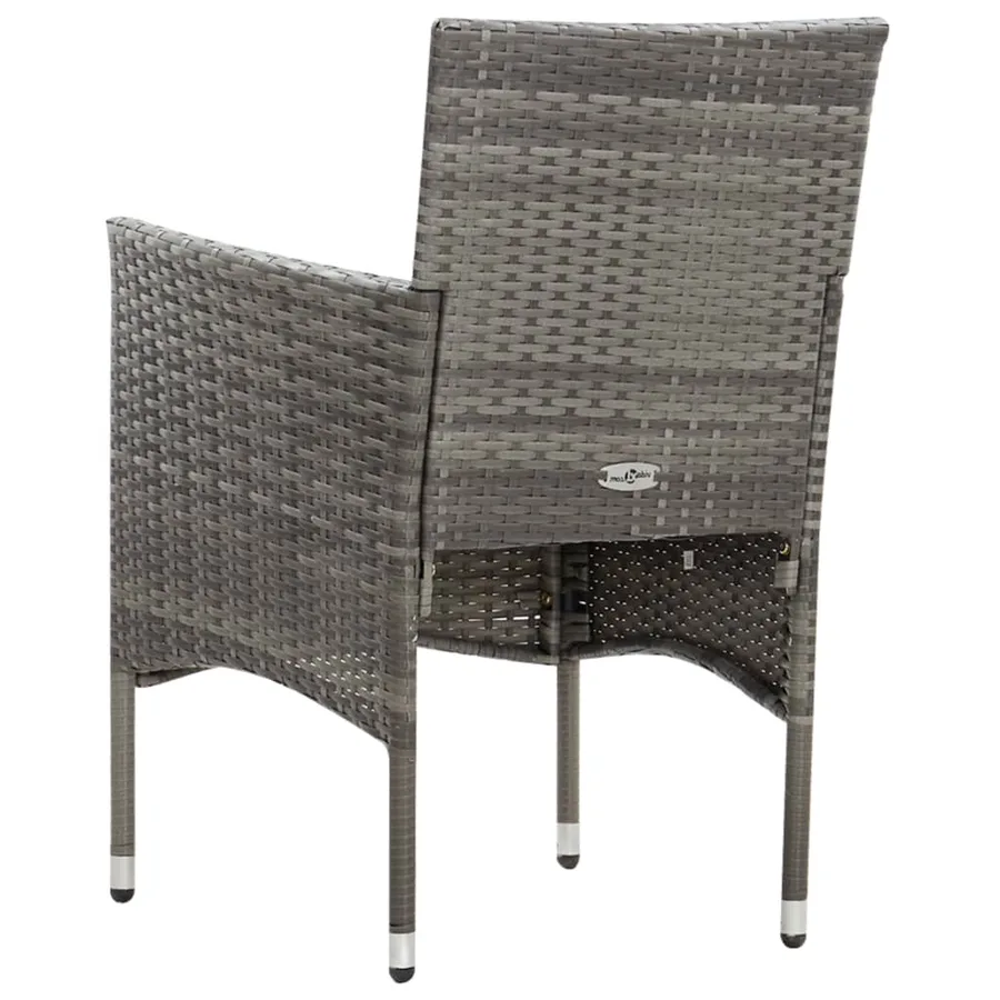 Salon de jardin 4 pcs avec coussins résine tressée gris - 10