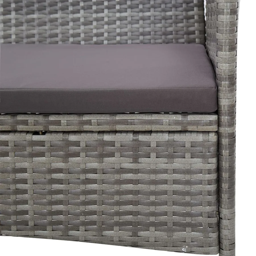 Salon de jardin 4 pcs avec coussins résine tressée gris - 11