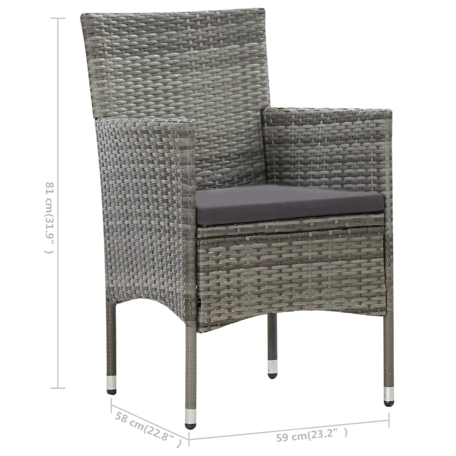 Salon de jardin 4 pcs avec coussins résine tressée gris - 13