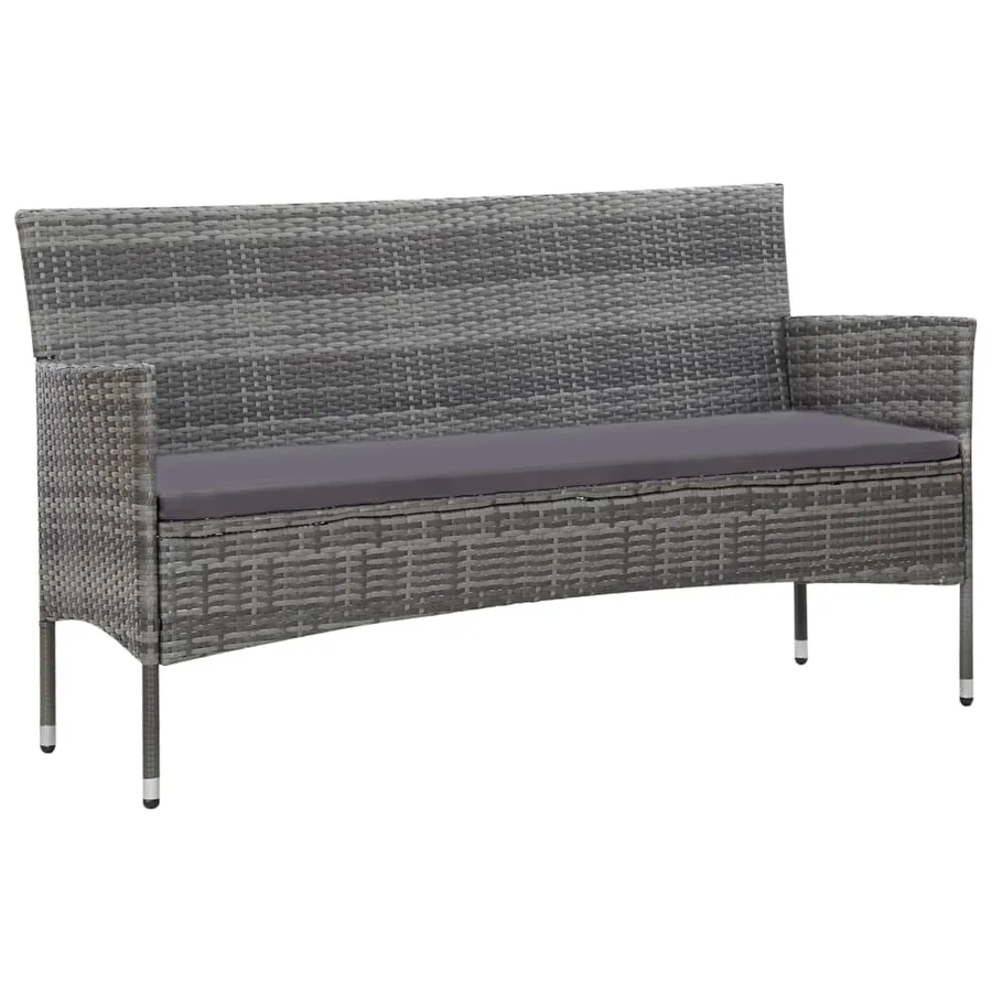 Salon de jardin 4 pcs avec coussins résine tressée gris - 2