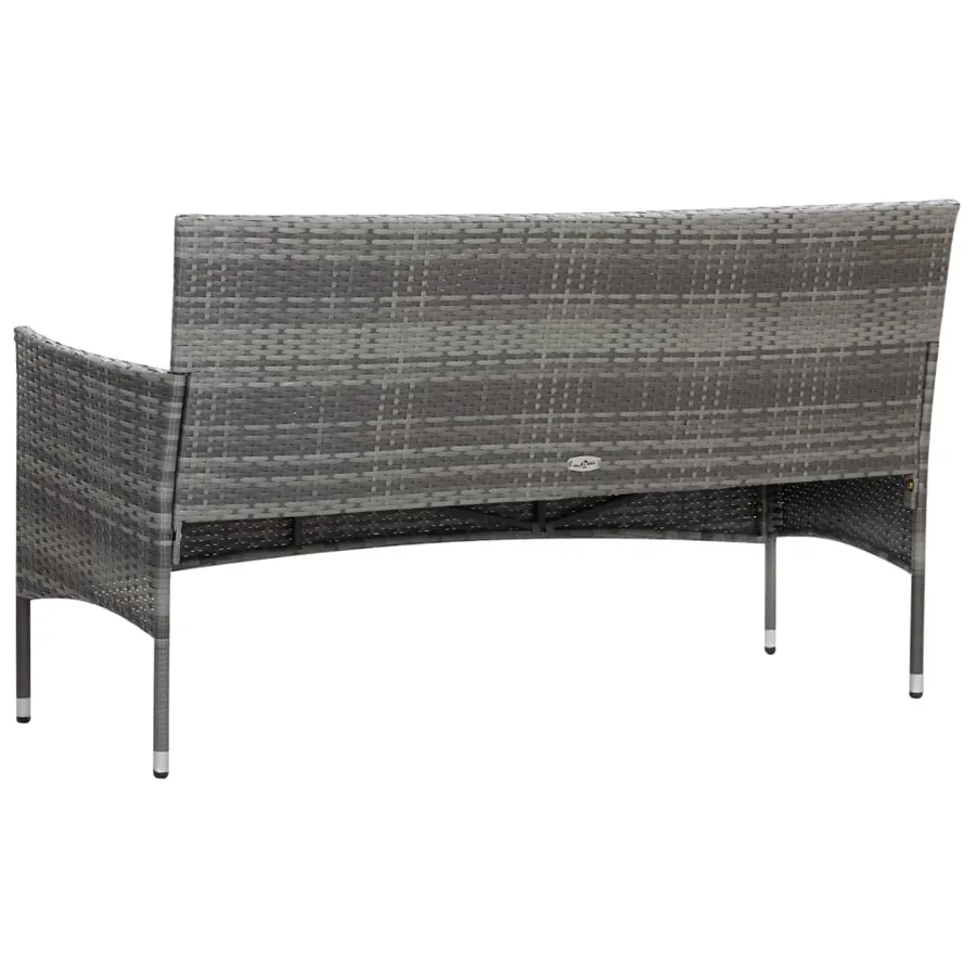 Salon de jardin 4 pcs avec coussins résine tressée gris - 4
