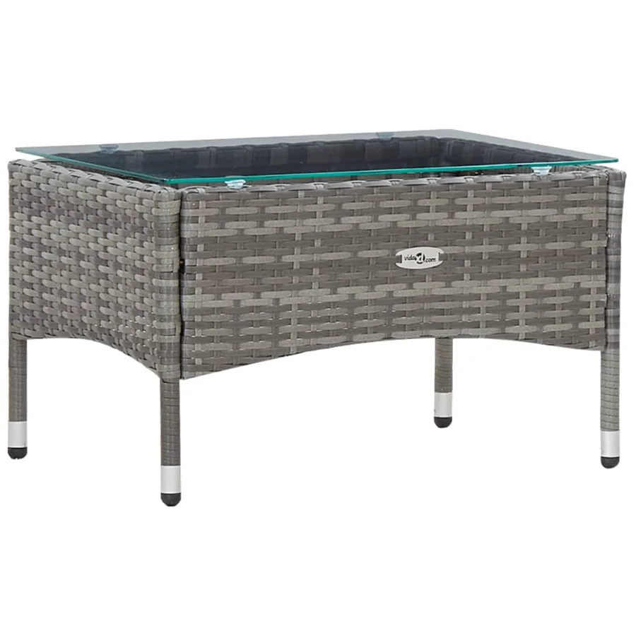 Salon de jardin 4 pcs avec coussins résine tressée gris - 5