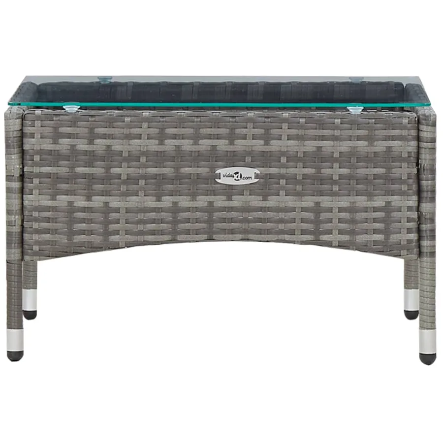 Salon de jardin 4 pcs avec coussins résine tressée gris - 6