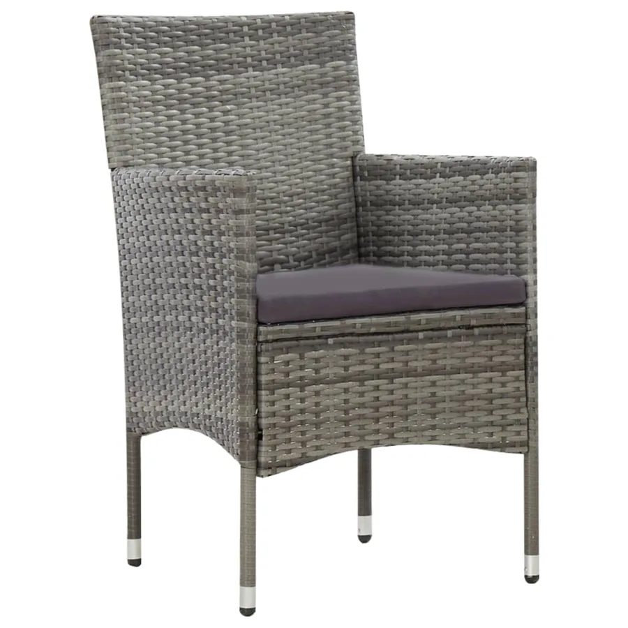 Salon de jardin 4 pcs avec coussins résine tressée gris - 7