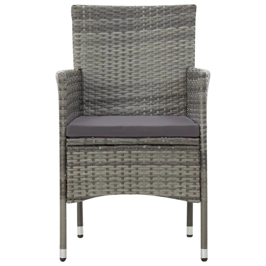 Salon de jardin 4 pcs avec coussins résine tressée gris - 8