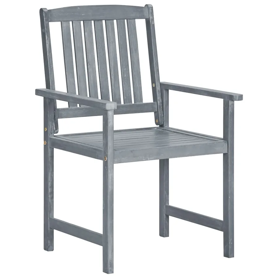 Chaises de jardin et coussins lot de 8 Bois acacia solide Gris - 4