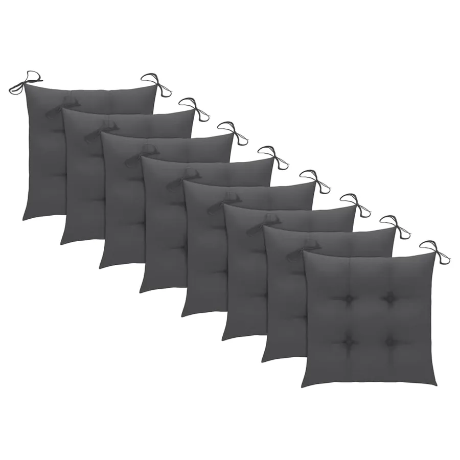 Chaises de jardin et coussins lot de 8 Bois acacia solide Gris - 5