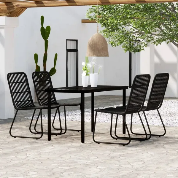 Ensemble à manger de jardin 5 pcs Noir