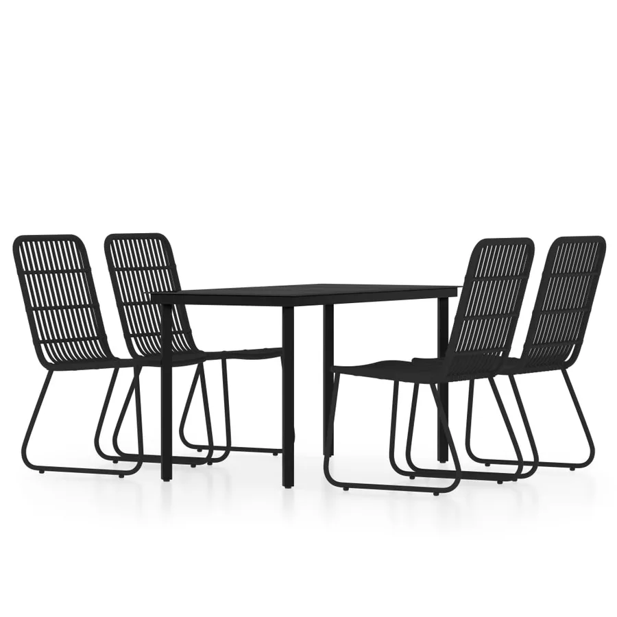 Ensemble à manger de jardin 5 pcs Noir - 2