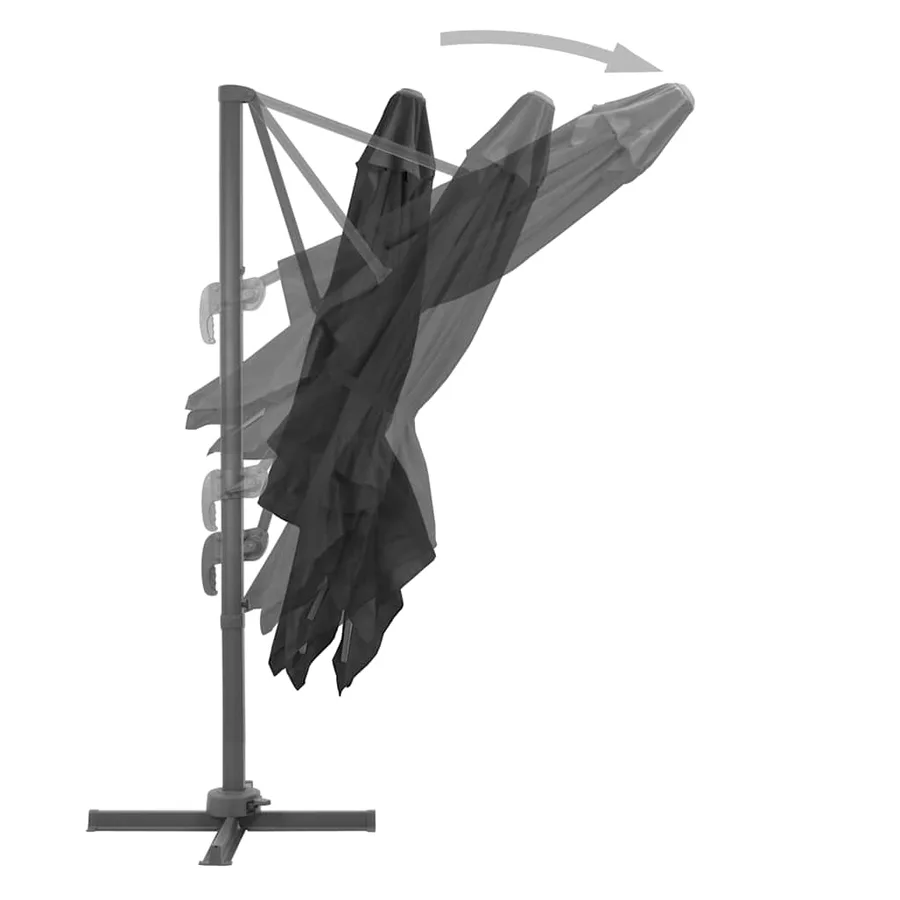 Parasol de jardin en porte-à-faux et poteau en aluminium - 4