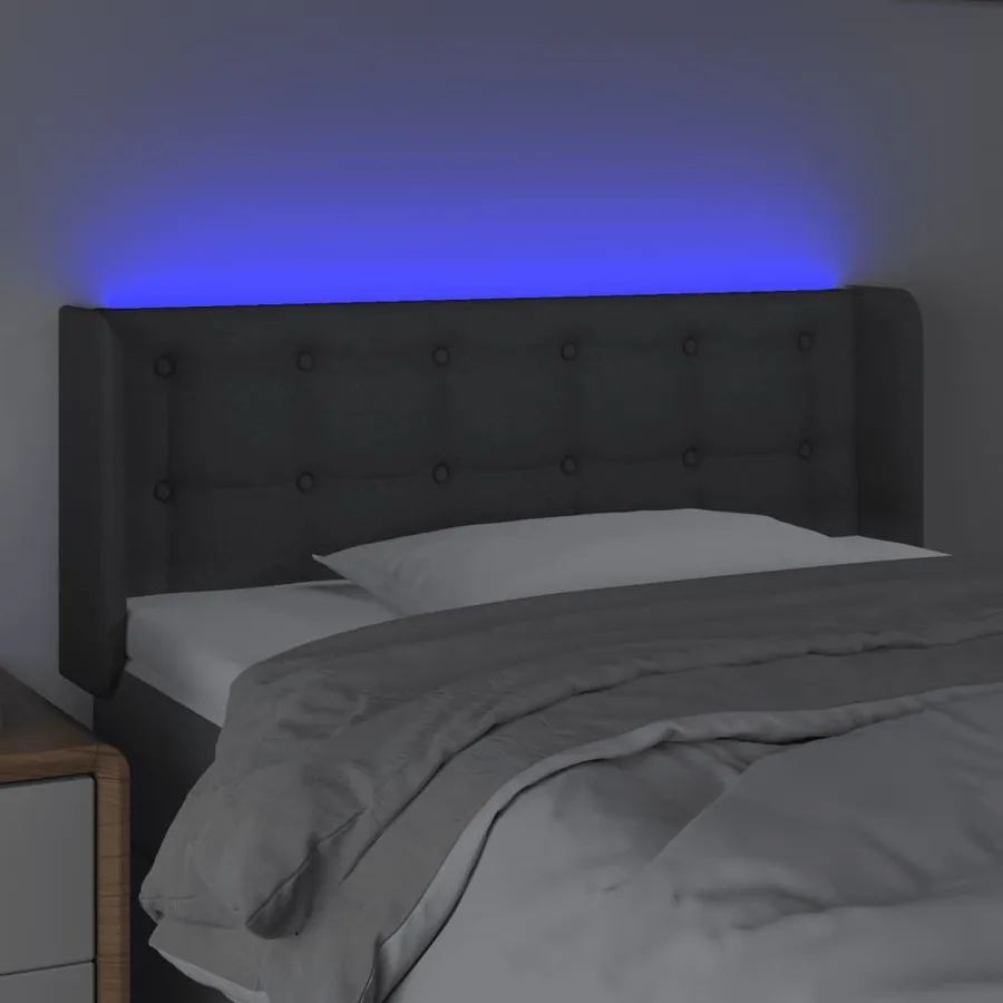 Tête de lit à LED Gris foncé 93x16x78/88 cm Tissu - 4
