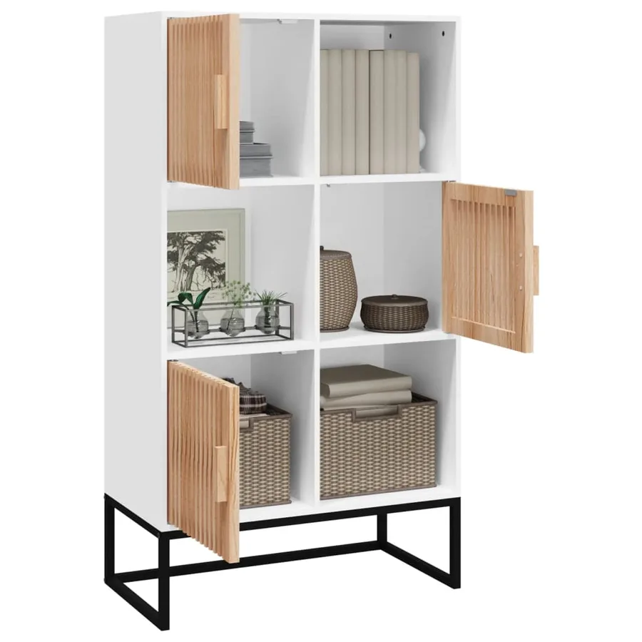 Buffet haut blanc 70x35x125 cm bois d'ingénierie - 3