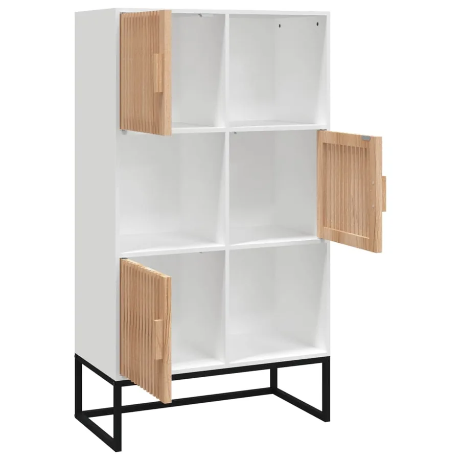 Buffet haut blanc 70x35x125 cm bois d'ingénierie - 4