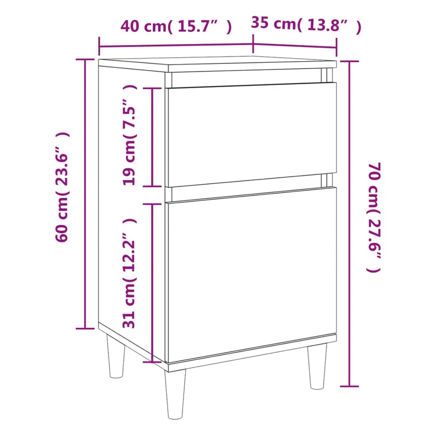 Table de chevet blanc 40x35x70 cm - 11