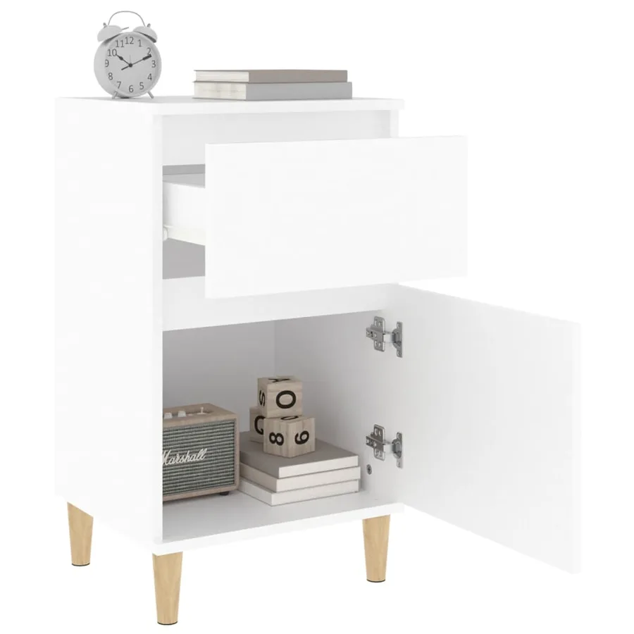 Table de chevet blanc 40x35x70 cm - 5