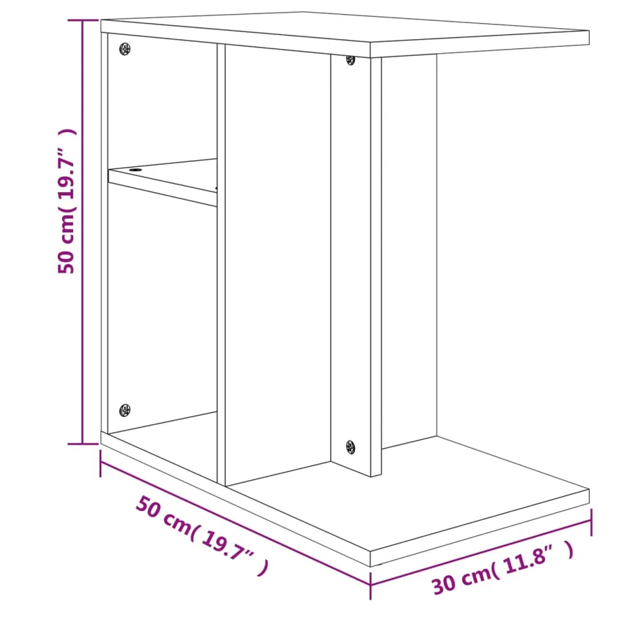 Table d'appoint Gris béton 50x30x50 cm Bois d’ingénierie - 9