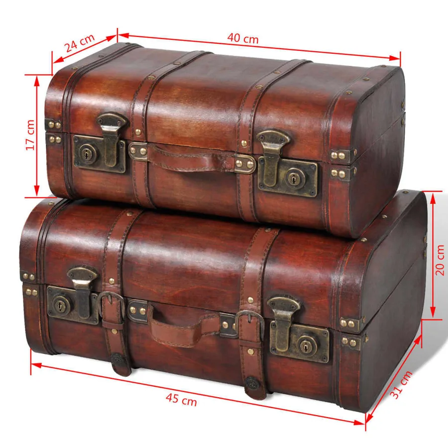Coffre de rangement vintage Bois Marron 2 pcs - 7
