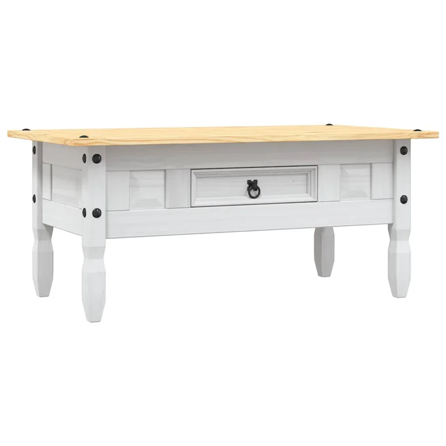 Table basse Pin mexicain Gamme Corona Blanc 100x55x44 cm - 2
