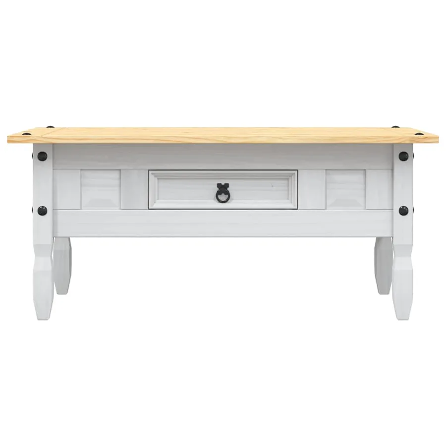 Table basse Pin mexicain Gamme Corona Blanc 100x55x44 cm - 4