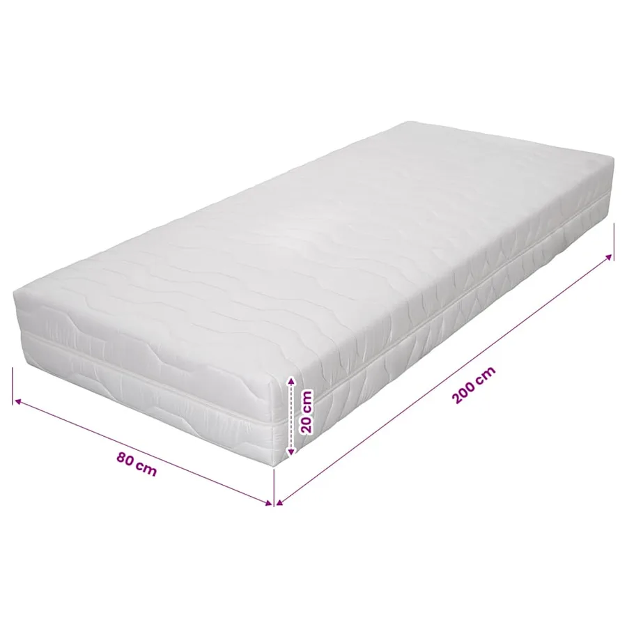 Matelas 80 x 200 cm 7 zones Ressort ensaché 20 cm H2 - 12