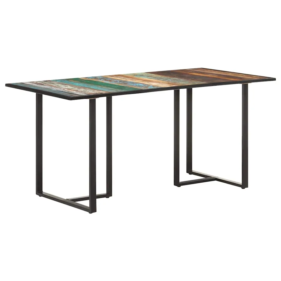 Table de salle à manger 160 cm Bois de récupération massif - 11