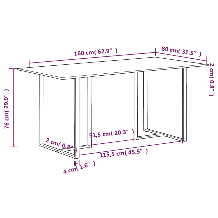 Table de salle à manger 160 cm Bois de récupération massif - 7
