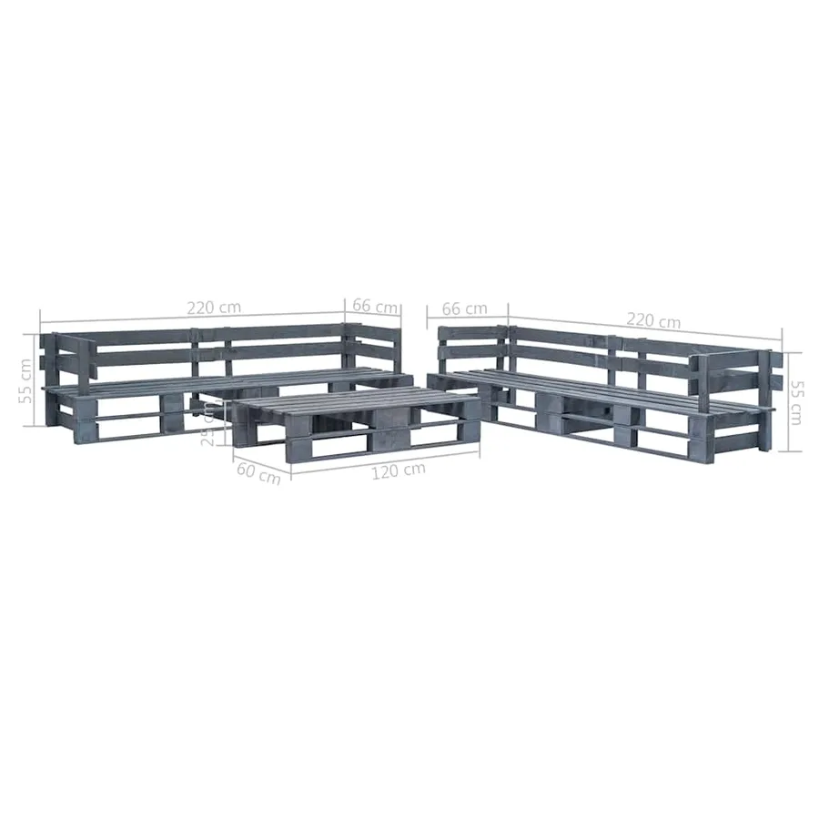 Salon de jardin palette 6 pcs Bois Gris - 3