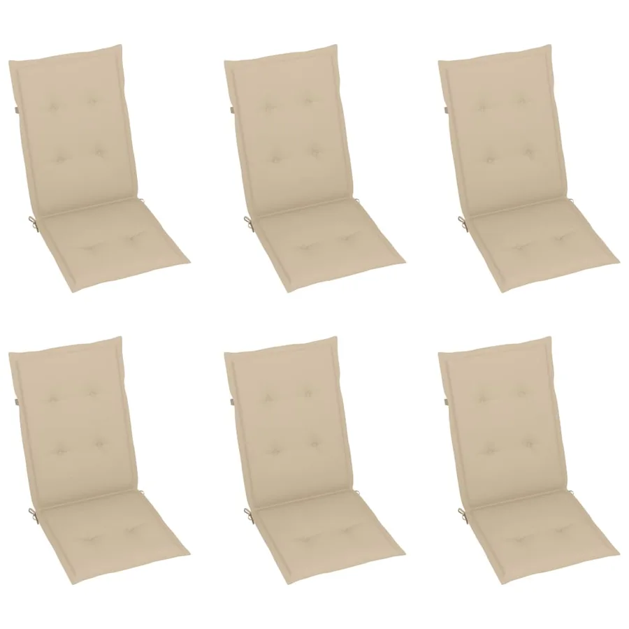 Chaises pliables de jardin lot de 6 avec coussins Bois d'acacia - 6