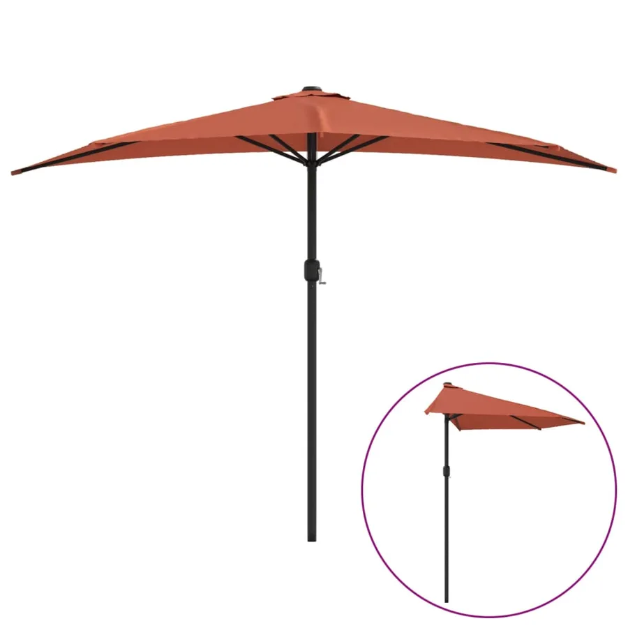 Parasol de balcon et mât en aluminium Terre cuite 300x155x223cm - 2