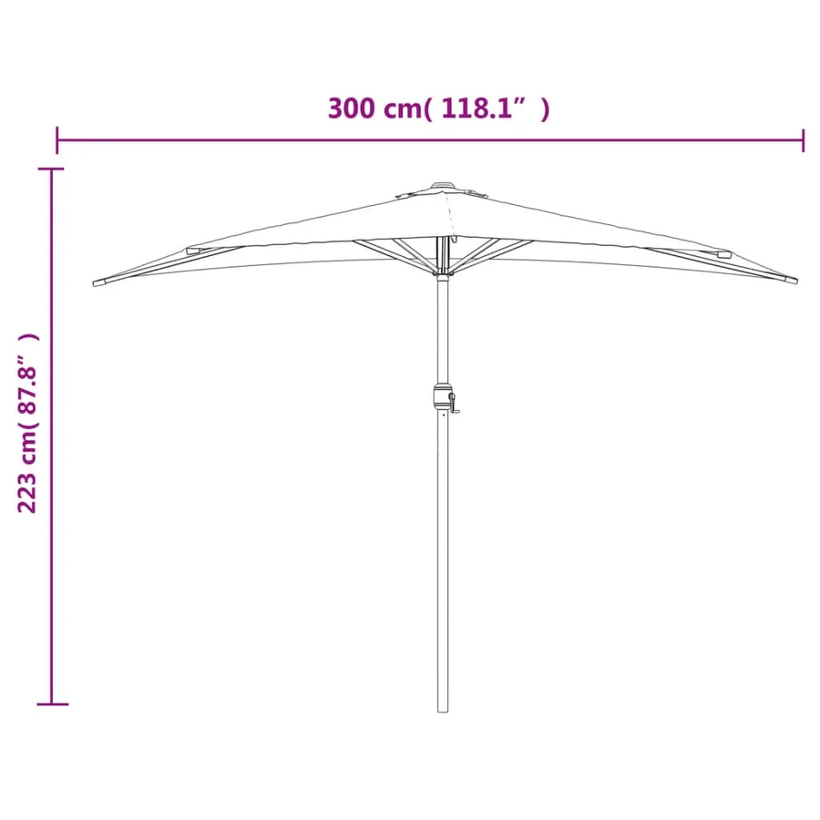 Parasol de balcon et mât en aluminium Terre cuite 300x155x223cm - 9