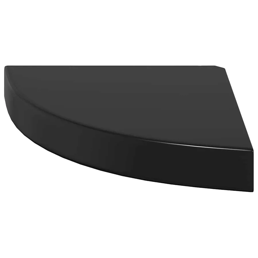 Étagère d'angle flottante noir brillant 25x25x3,8 cm MDF - 5