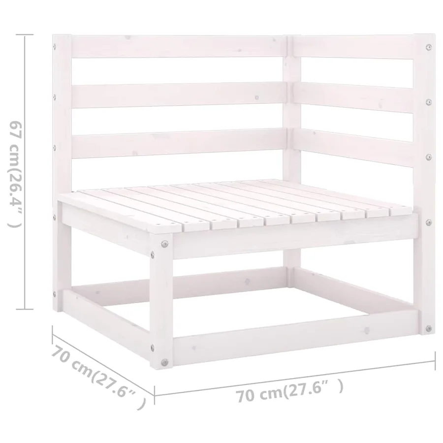 Salon de jardin 6 pcs Blanc Bois de pin massif - 6