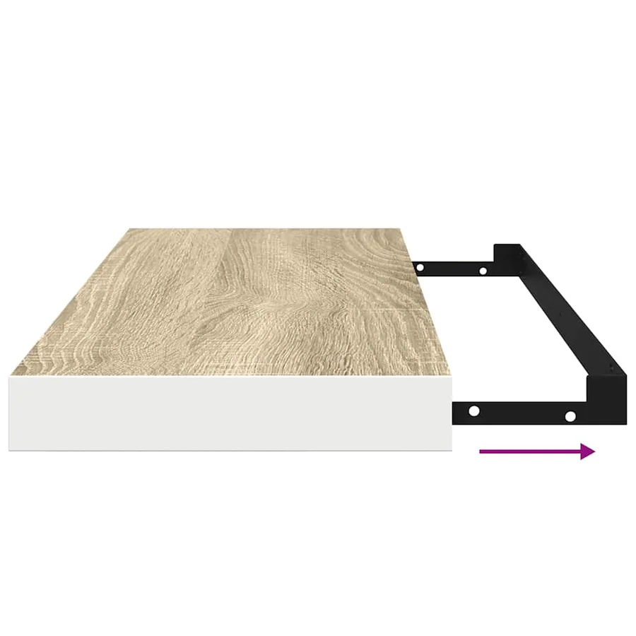 Étagères flottantes 4 pcs chêne et blanc 60x23,5x3,8 cm MDF - 11