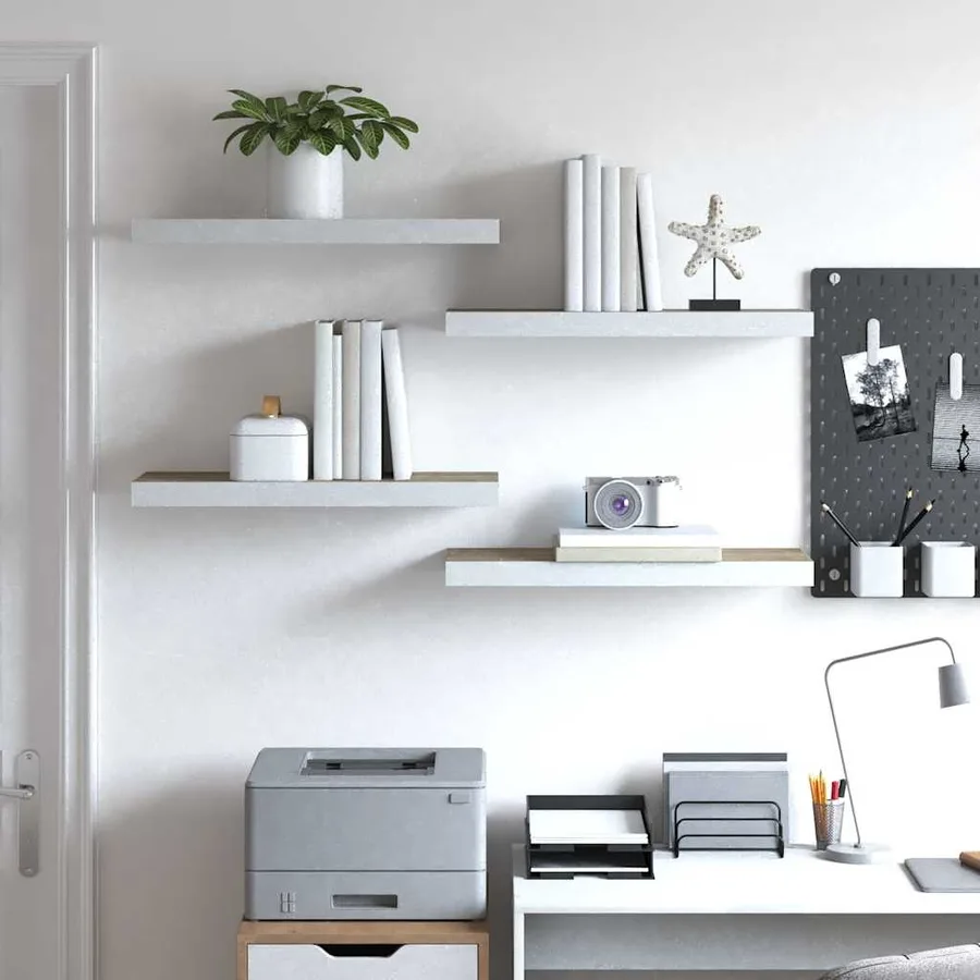 Étagères flottantes 4 pcs chêne et blanc 60x23,5x3,8 cm MDF - 3