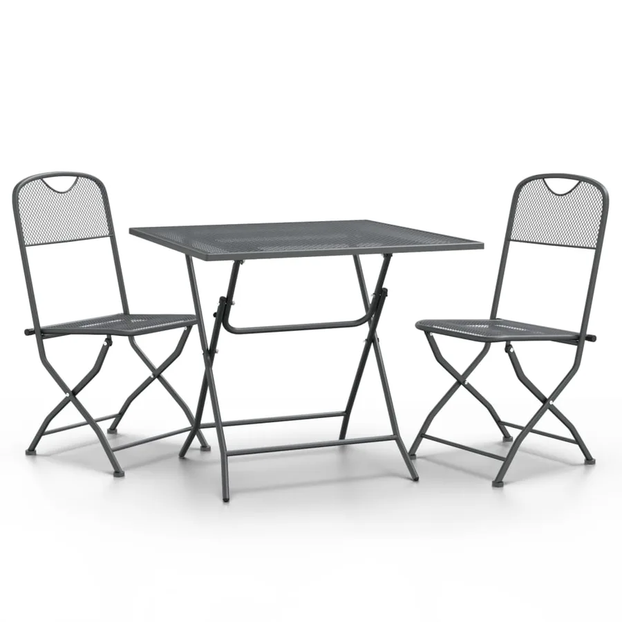 Ensemble à manger de jardin 3 pcs Maille Métal Anthracite - 2