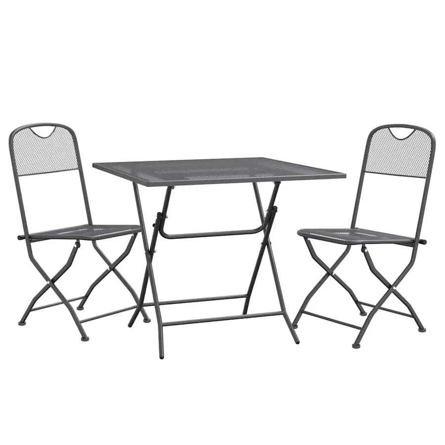 Ensemble à manger de jardin 3 pcs Maille Métal Anthracite - 3