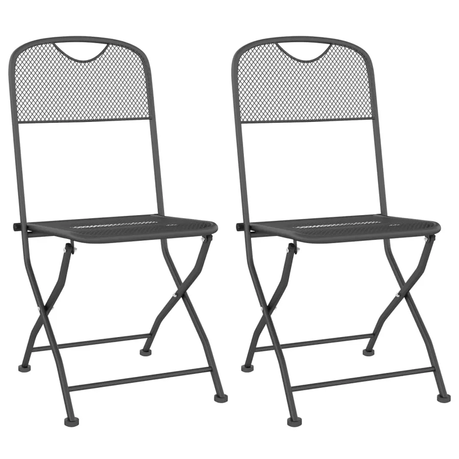 Ensemble à manger de jardin 3 pcs Maille Métal Anthracite - 8