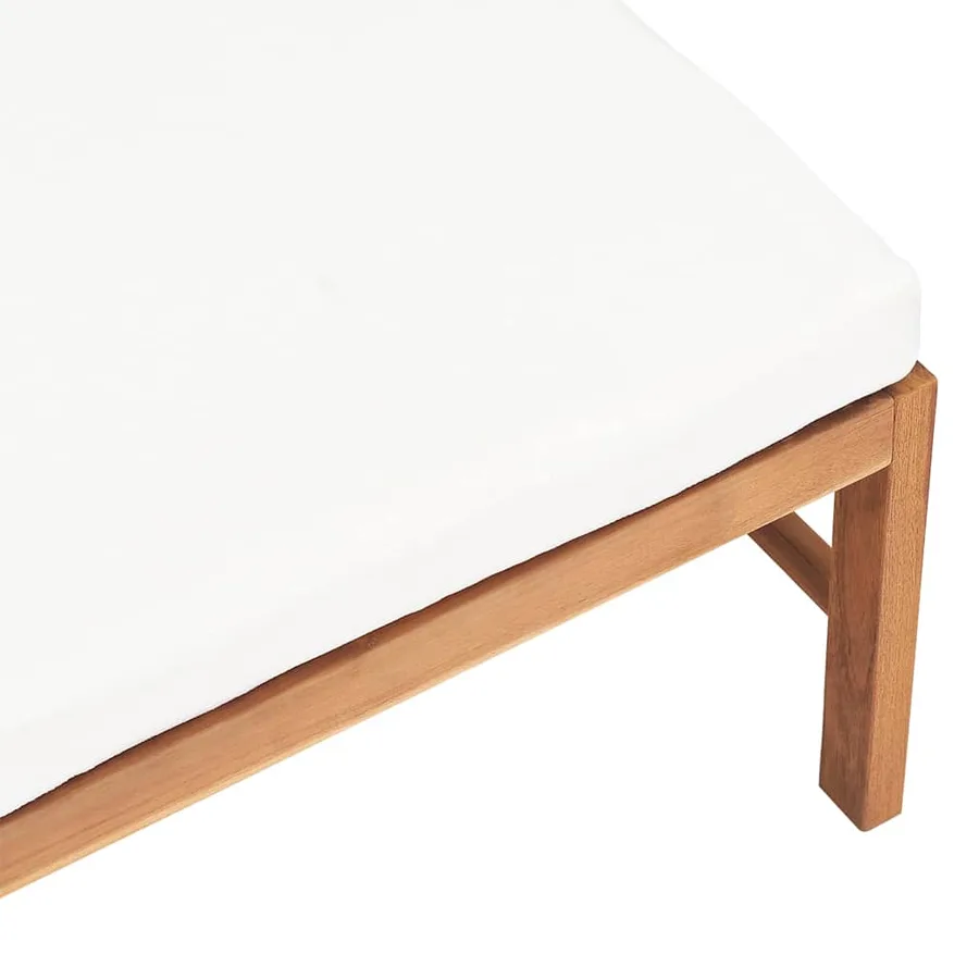 Repose-pied avec coussin crème Bois de teck solide - 4