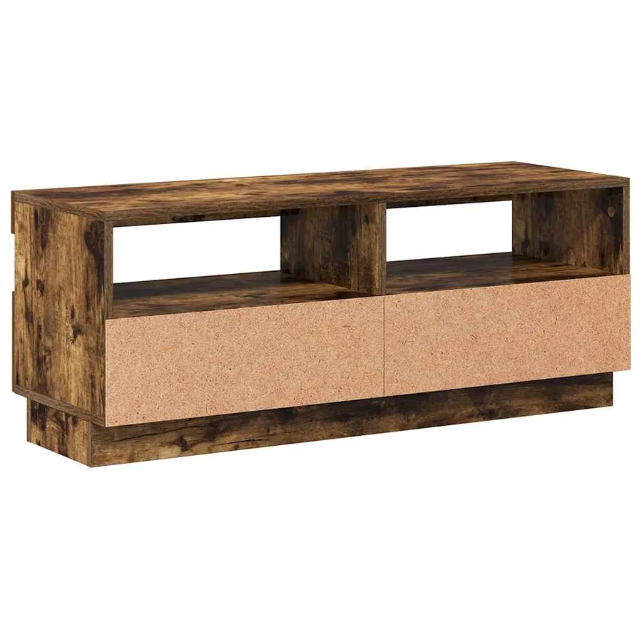 Meuble TV avec lumières LED chêne fumé 100x35x40 cm - 10